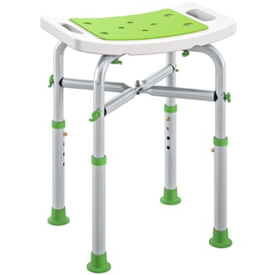Siège de douche réglable en hauteur tabouret de douche ergonomique pieds antidérapants charge max. 150 Kg alu HDPE blanc vert
