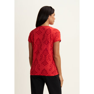 T-shirt floreale in jersey con maniche a kimono