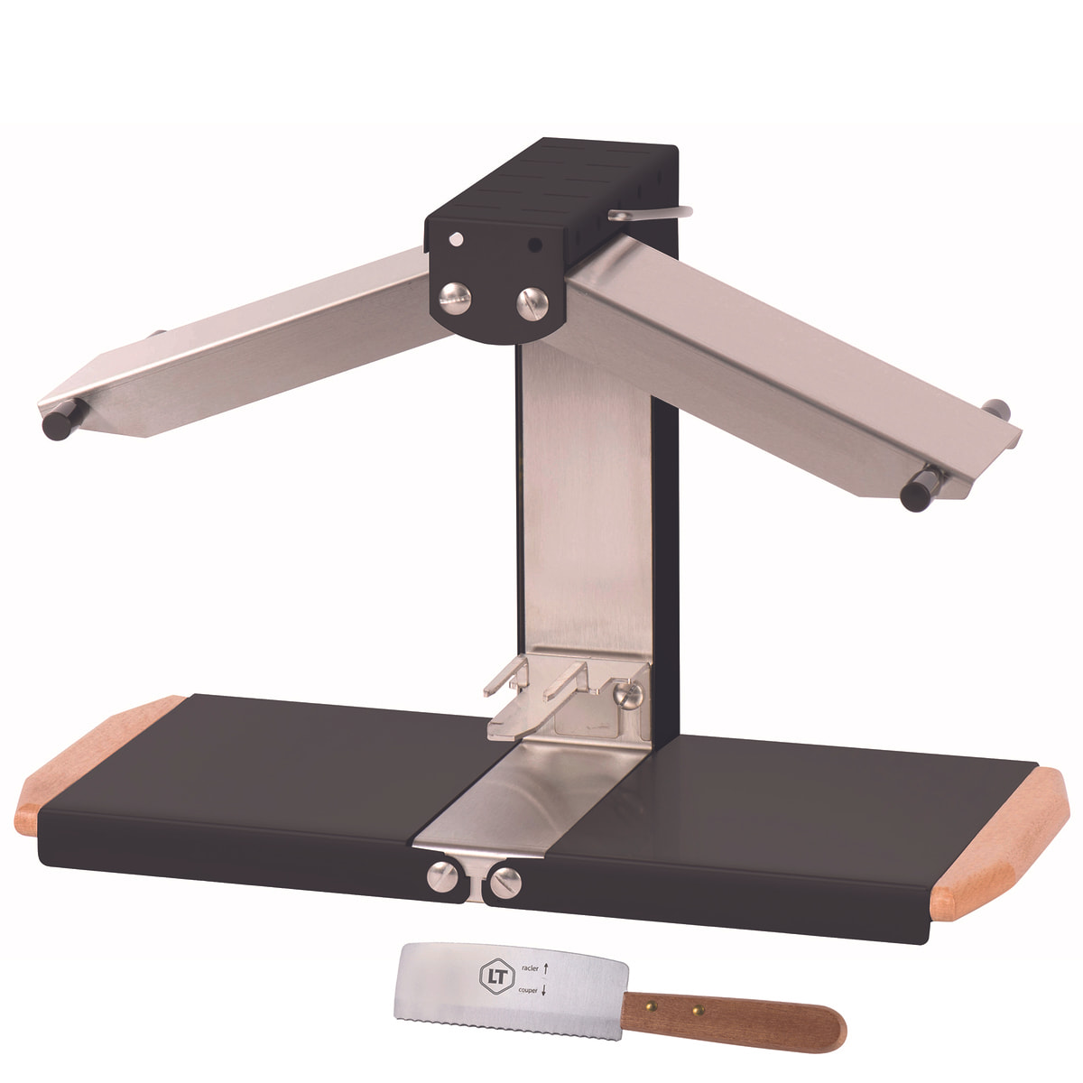 Appareil à raclette traditionnel Brézière® PREMIUM - Noir Poignées bois - Couteau inclus - 1/4 ou 1/6 meule - 230V 1000W