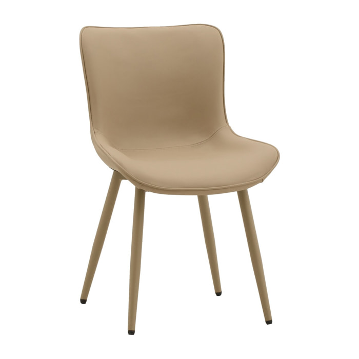 Set di 2 sedie KUDI CHIN in similpelle beige e gambe in metallo beige