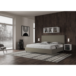 Lit king size sans sommier rembourré 180x190 similicuir cappuccino Focus