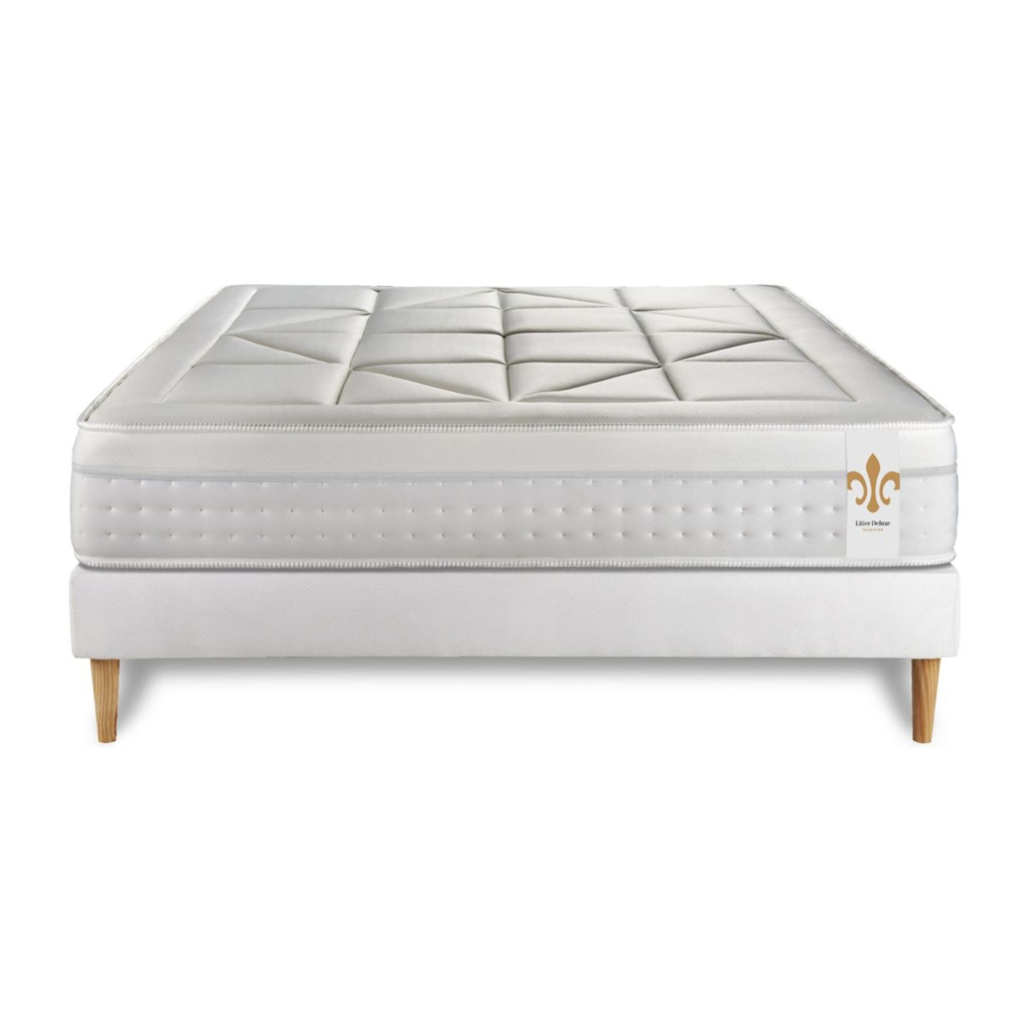 Ensemble Matelas Vingt-Huit - 28cm - Ressorts ensachés et mémoire de forme - Soutien sur mesure - Sommier kit Blanc