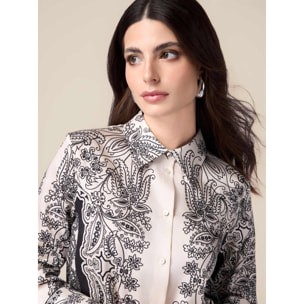 Oltre - Camicia in raso fantasia - Bianco