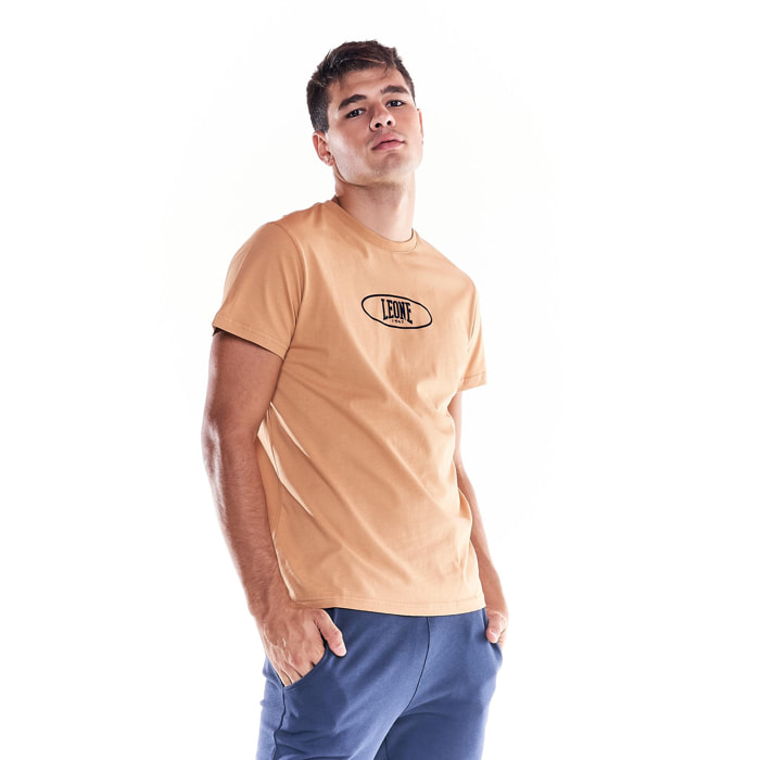 Camiseta de hombre con estampado de logo central en tonos tierra