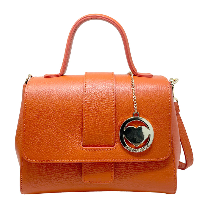Chicca Borse - Borsa a Mano Donna in Vera Pelle - Colore Arancione
