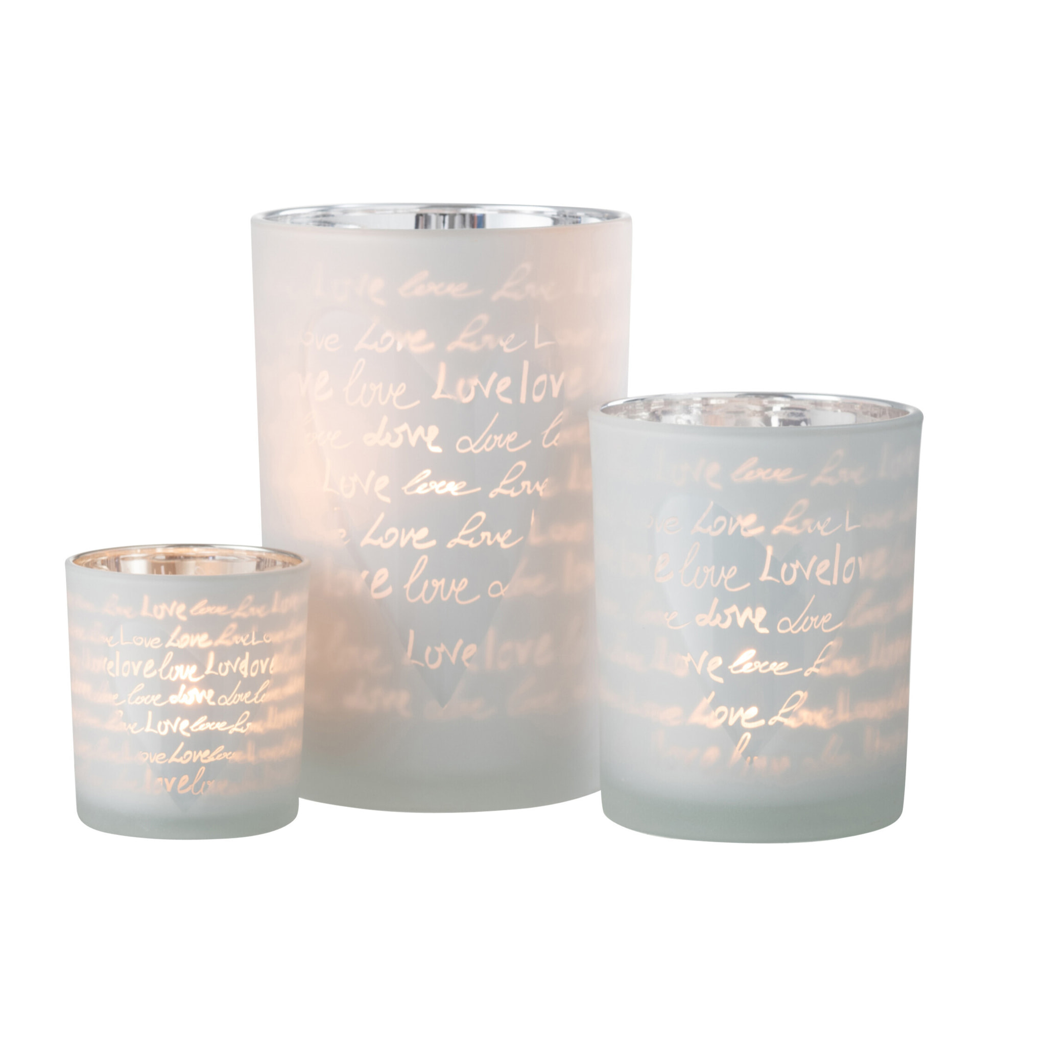 J-Line photophore Love - verre - blanc - large