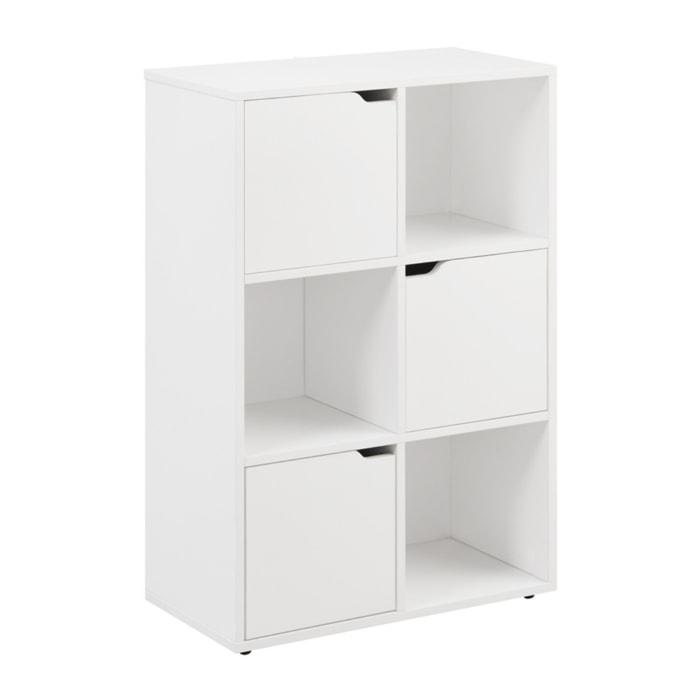 Mobile libreria 6 cubi con 3 ante bianca - Ubli