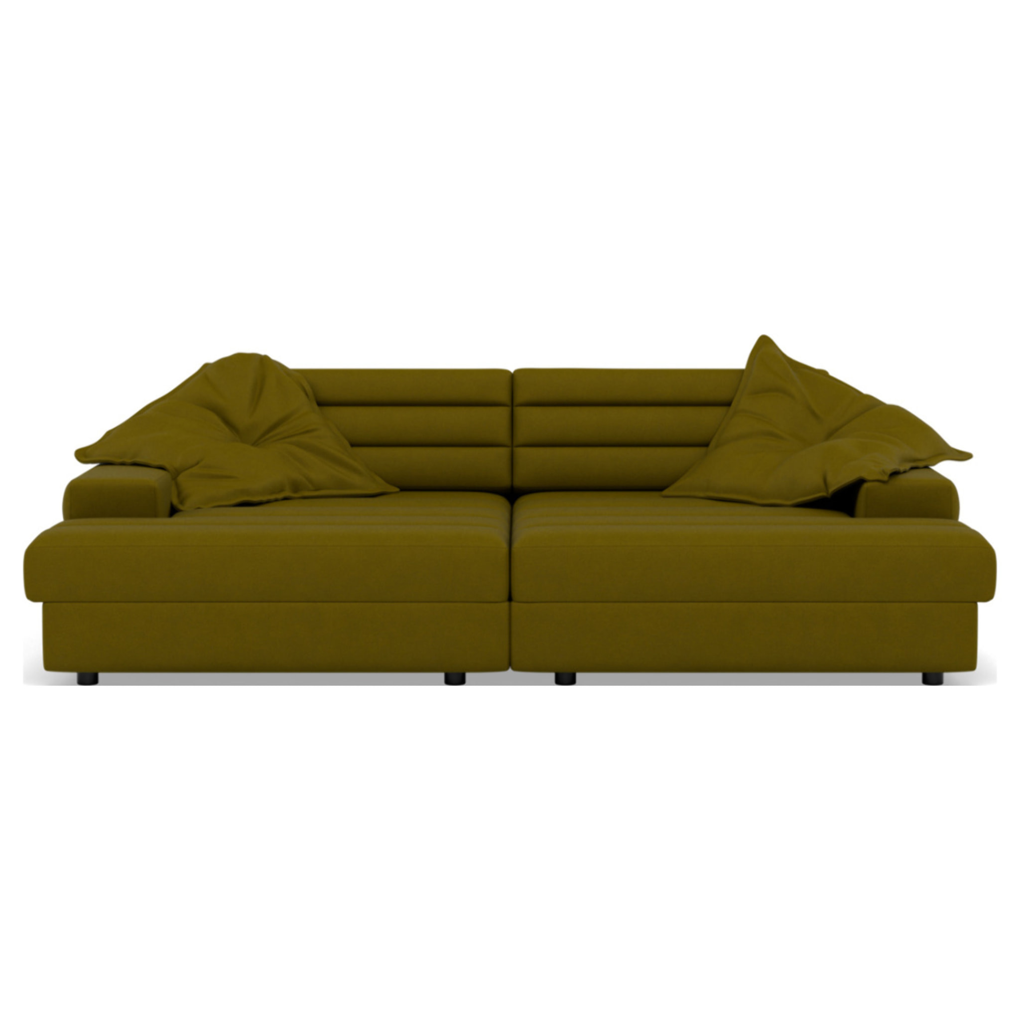 Giulia - canapé droit 4 places double méridienne - assise profonde - en tissu texturé - Vert