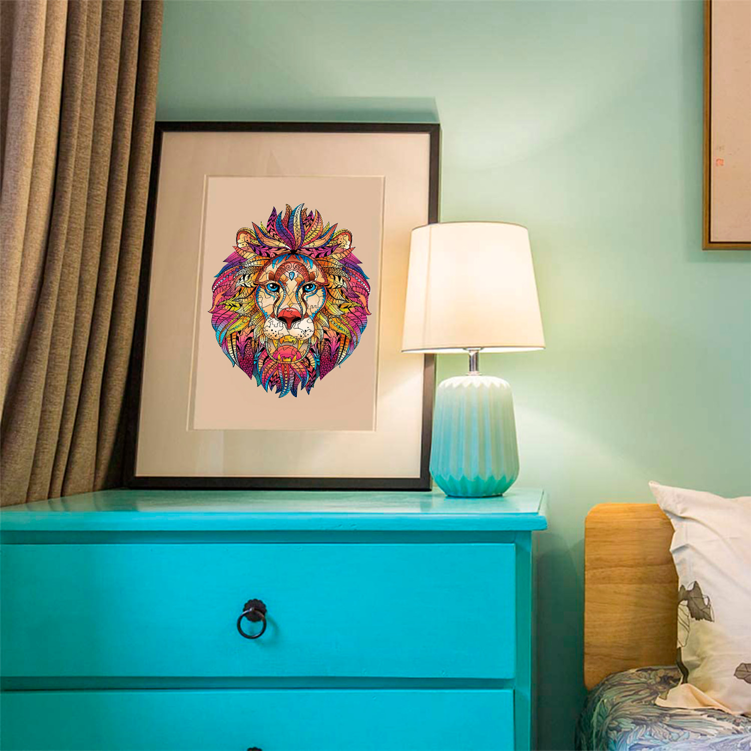 Puzzle in Legno con design di Leone. 100 pezzi.