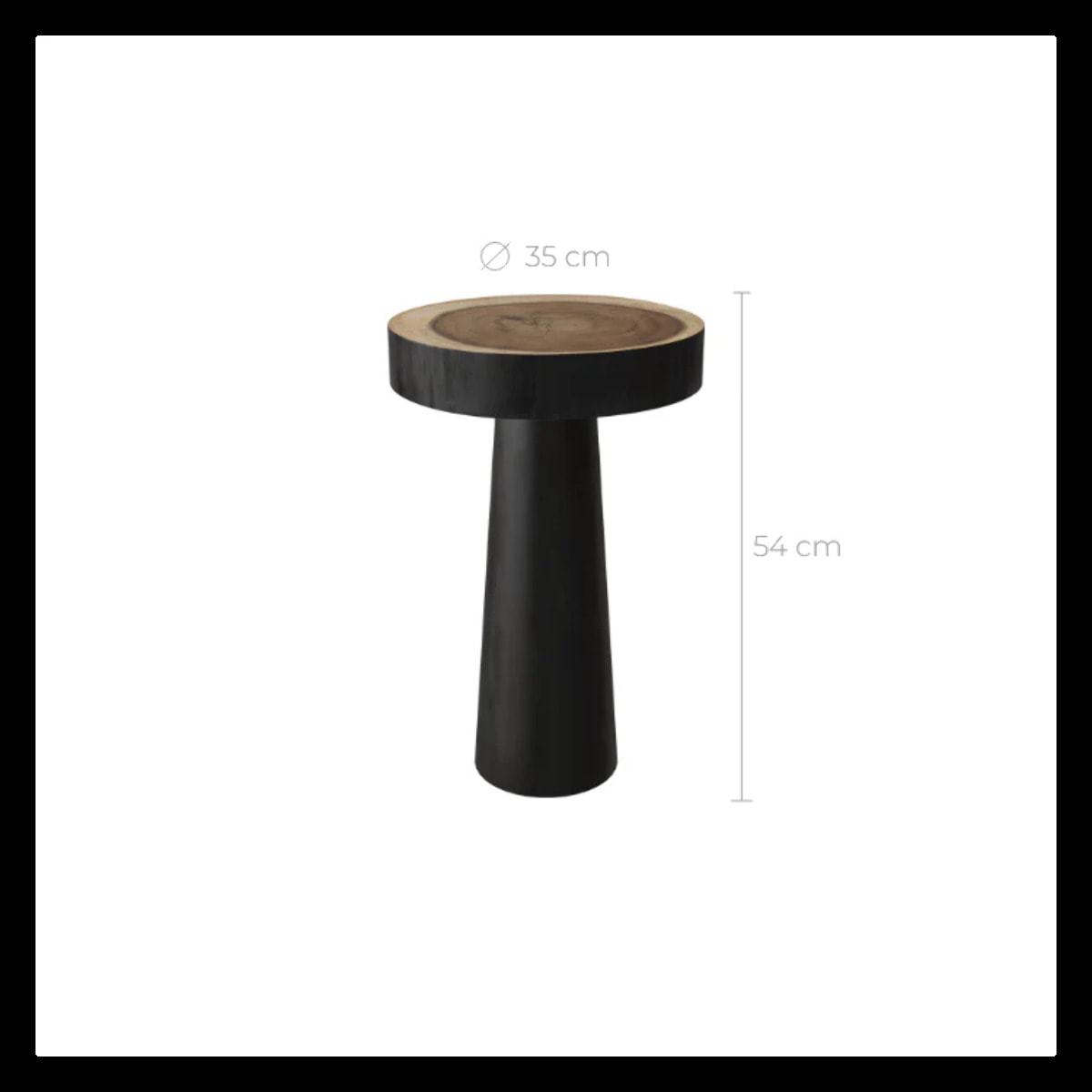 Table d'appoint ronde noire en bois de suar D35 cm - Janah