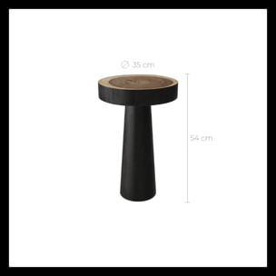 Table d'appoint ronde noire en bois de suar D35 cm - Janah