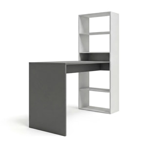 Mesa de escritorio con estantería en blanco artik y gris antracita 120x50 cm Cosmic Blanco Artik (Blanco Mate) - Gris Grafito