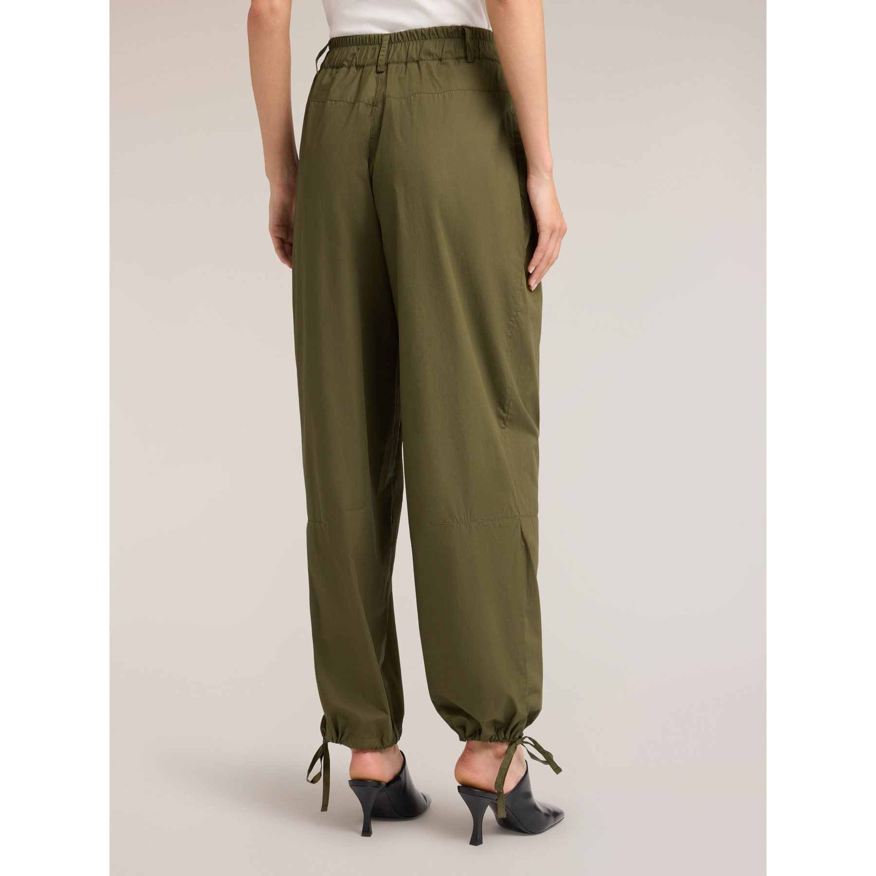 Motivi - Pantalones cargo de popelina de algodón - Verde militare