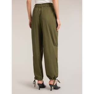 Motivi - Pantalones cargo de popelina de algodón - Verde militare