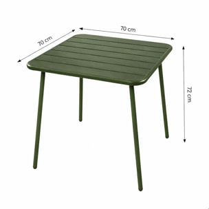 Ensemble table de jardin carrée 70cm et 4 chaises vert EVORA