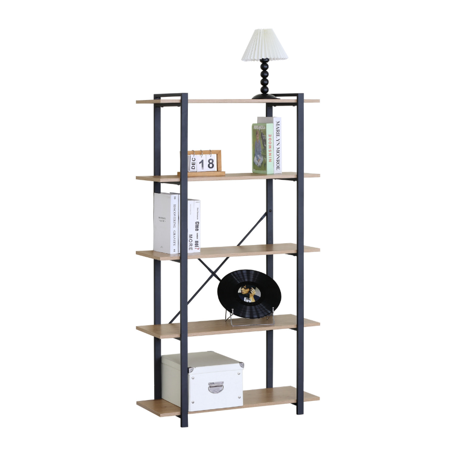 Etagère 5 rangements 150 cm bois et noir KYDO