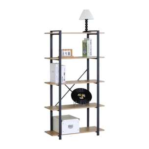 Etagère 5 rangements 150 cm bois et noir KYDO