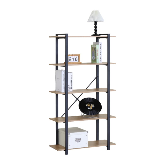 Etagère 5 rangements 150 cm bois et noir KYDO