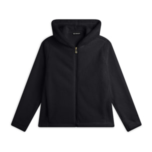 Felpa donna con cappuccio e zip in tessuto teddy