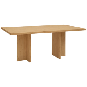 Table à manger en bois massif ton chêne moyen en différentes tailles