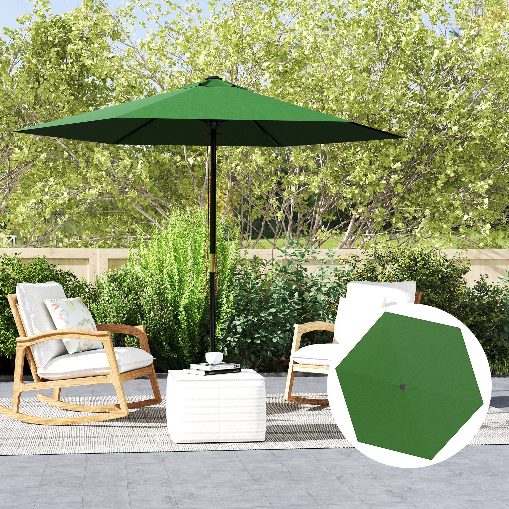 Toldo de Recambio de Sombrilla de 3 m Toldo de Repuesto para Sombrilla de Patio con Ventilación Superior Protección UV 30+ Cubierta de Repuesto para Parasol de Poliéster para Exteriores Verde