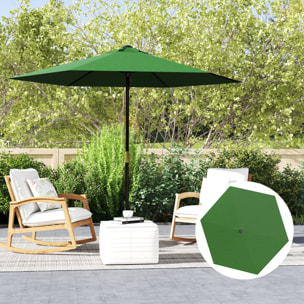 Toldo de Recambio de Sombrilla de 3 m Toldo de Repuesto para Sombrilla de Patio con Ventilación Superior Protección UV 30+ Cubierta de Repuesto para Parasol de Poliéster para Exteriores Verde