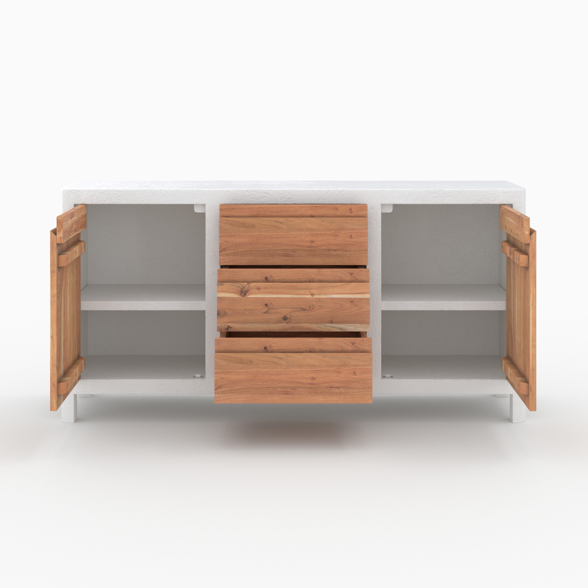 Buffet en béton blanc cassé et bois d'acacia - Tierra