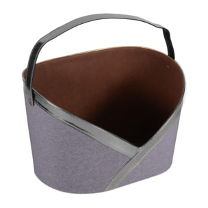 Portariviste in tessuto grigio e argento con manico cm37x25h9/22,5