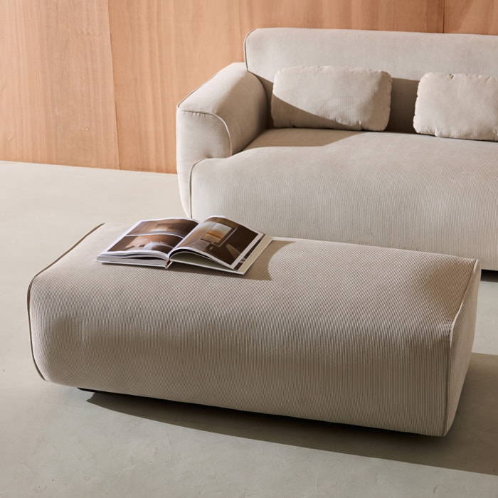 Pouf, repose-pieds pour canapé d'angle 3 places Wallas velours côtelé WALLAS