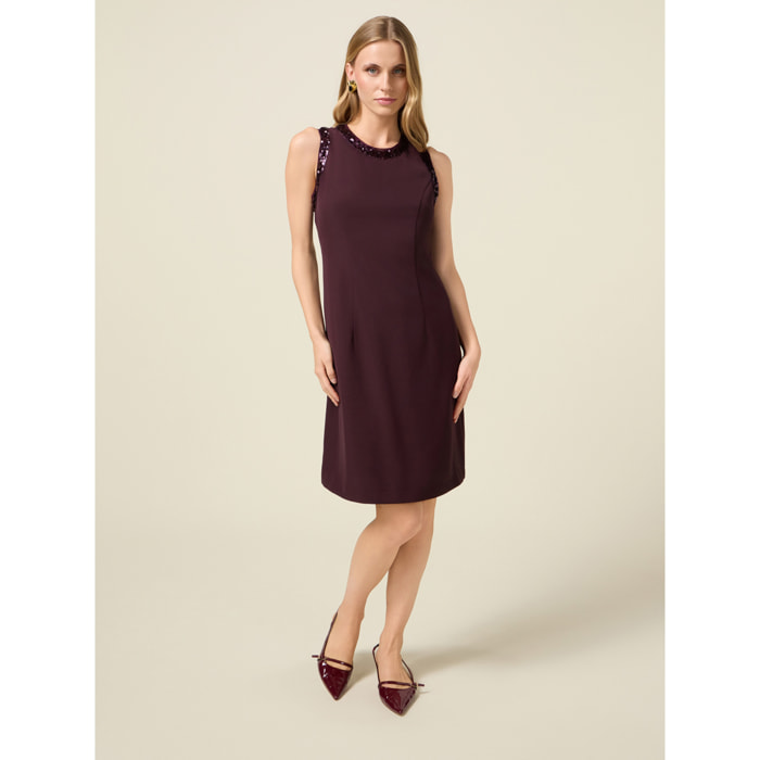 Oltre - Tubino con bordi in paillettes - Bordeaux