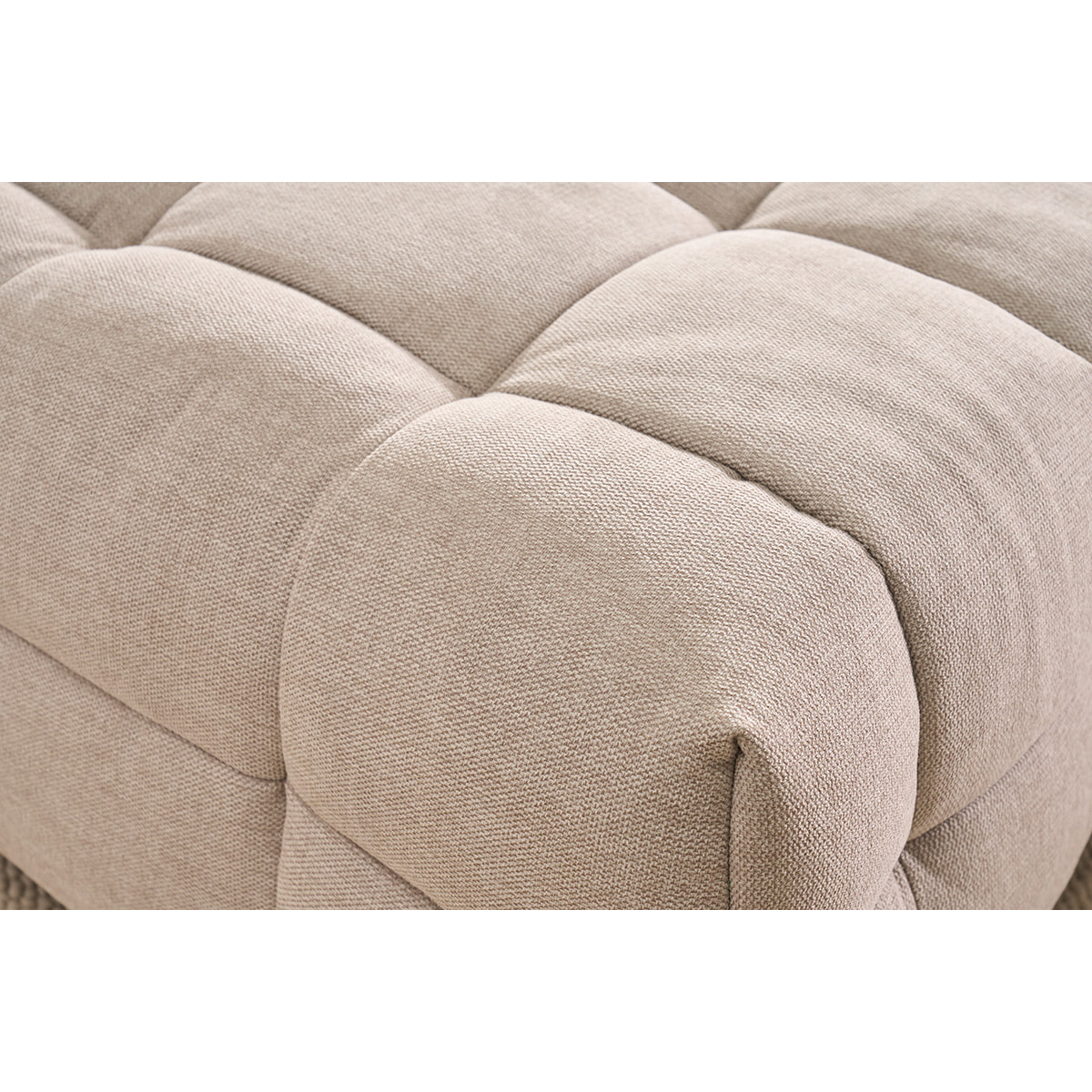 Canapé d'angle gauche design 3 places en tissu effet velours texturé beige CORTO