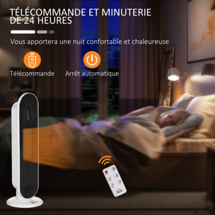 Chauffage soufflant oscillant 2000 W - radiateur céramique PTC - 2 niv. puissance - chauffage d'appoint avec télécommande blanc noir