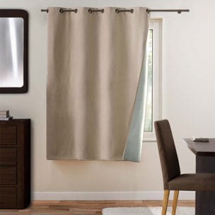 Rideau 100% occultant à œillets en tissu uni - Naturel