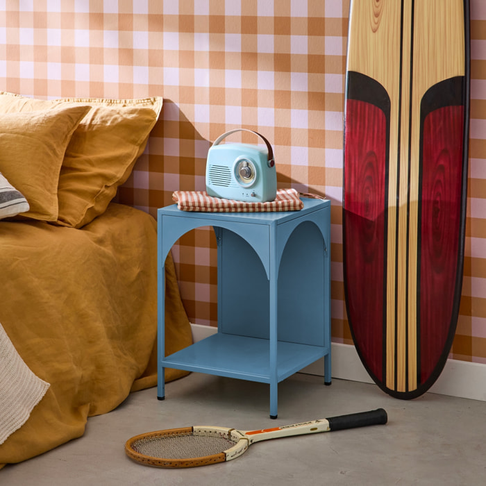 Table de chevet. table d'appoint en acier bleu