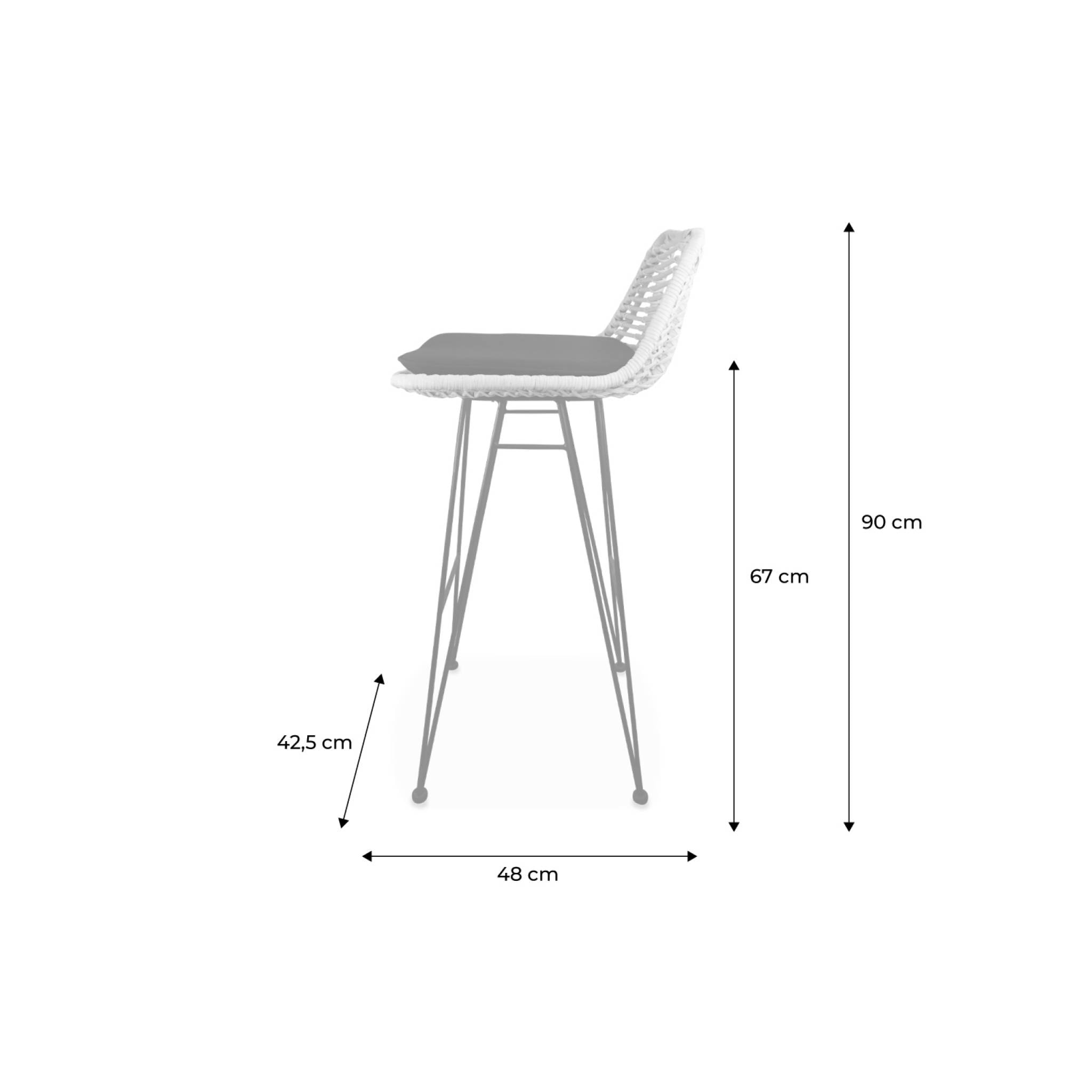 Tabouret de bar métal et rotin 67cm (lot de 2) CAHYA