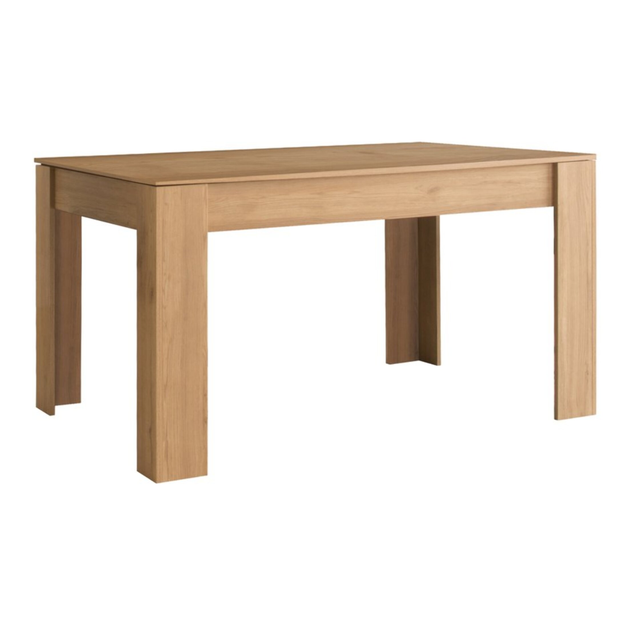 Table à manger extensible Selena -bois d'ingénierie, effet orme et orme blanchi-couleur noix naturelle 140 x 74 x 90 cm