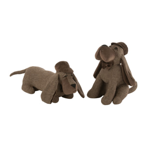 J-Line boudin de porte Chien Assis - textile - marron - 2 pcs