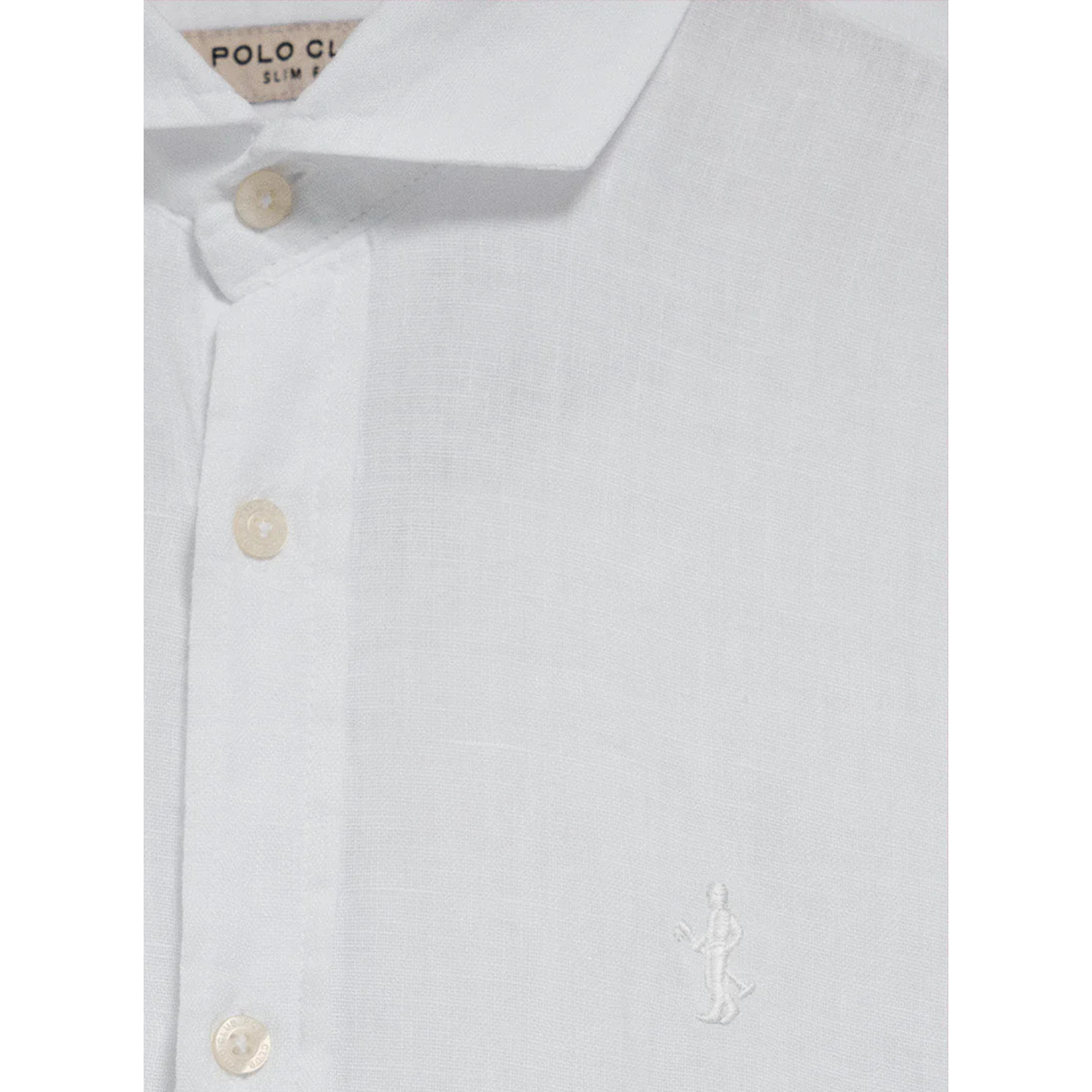 Camicia bianca in lino tinta in capo con ricamo Rigby Go