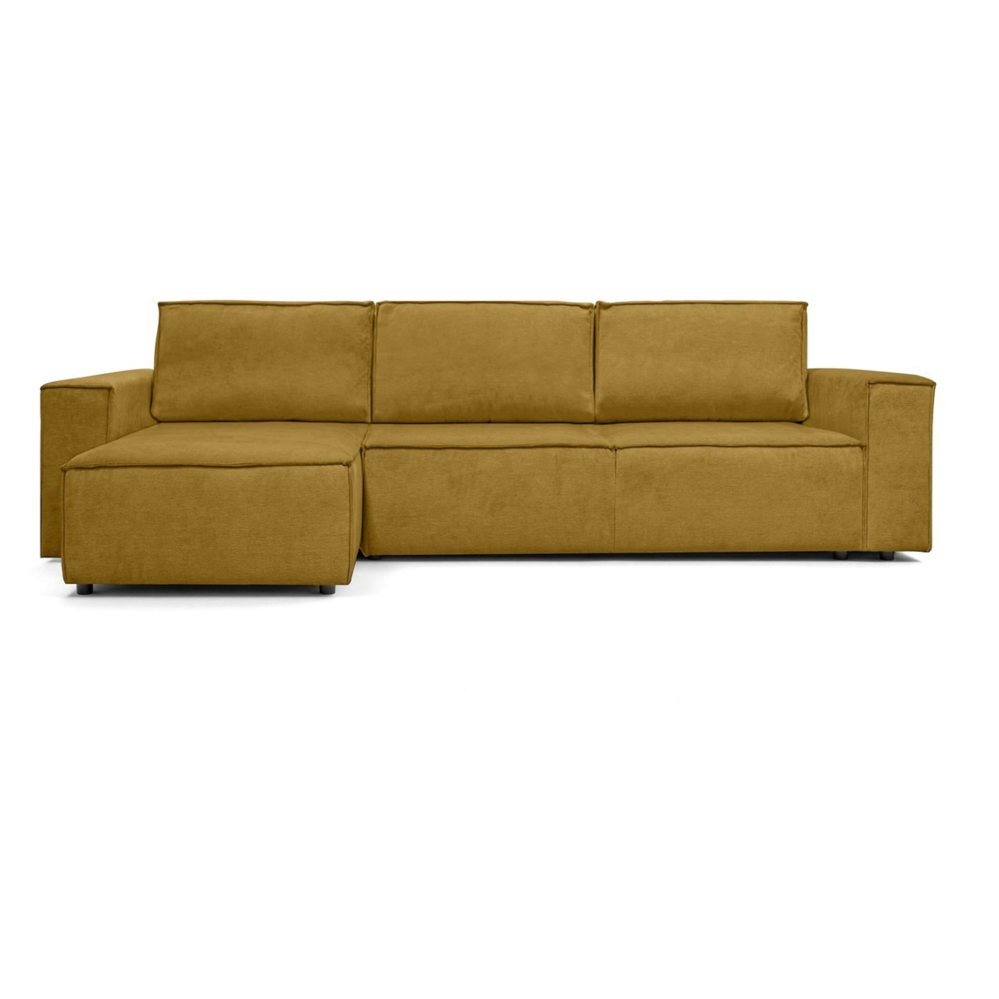 Canapé d'angle convertible 5 places en tissu chenille - HARPER