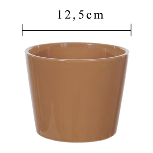 Vaso Cachepot In Ceramica. Larghezza 12,5 Cm - Pezzi 6 - 12,5X10X12,5cm - Colore: Marrone - Bianchi Dino - Ceramica