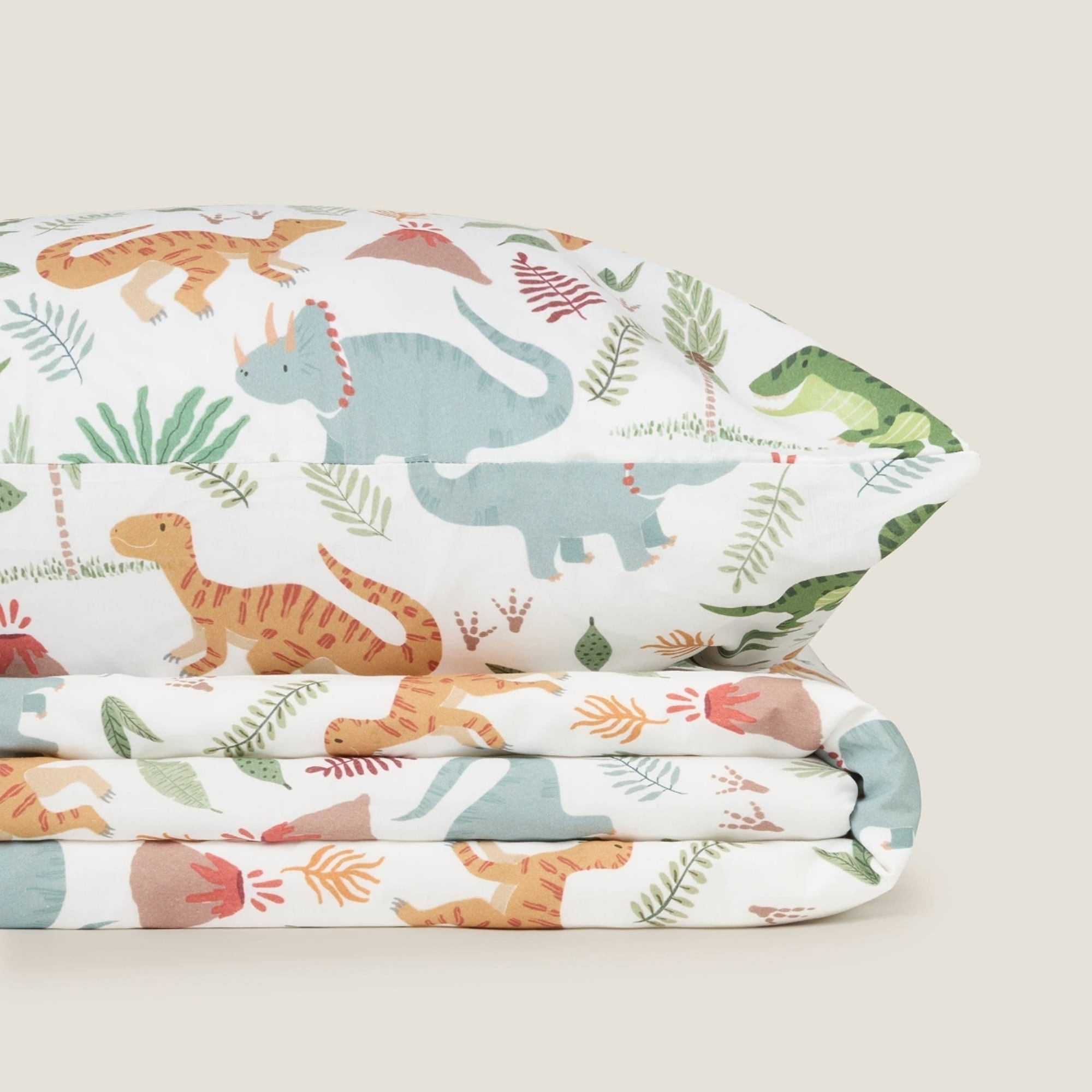 Sábana algodón dinosaurios Dinudini color blanco 100% Algodón percal