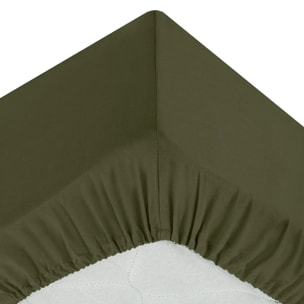 Drap-housse "Carina" en coton 90x190cm vert kaki