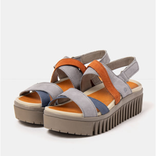 Sandalia de cuña 1676 MULTI DENIM-DARK ORANGE/BRIGHTON color Denim-dark orange