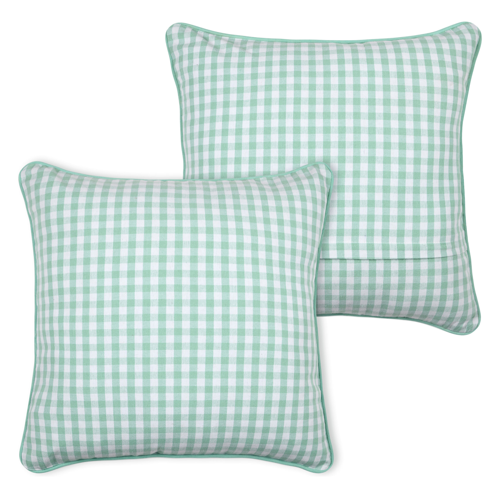 Coussin décoratif motif vichy en polycoton - Vert