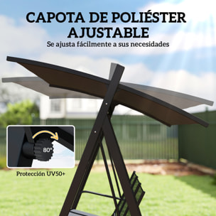 Columpio de Jardín de 3 Plazas, Balancín de Jardín Exterior con Techo Ajustable, UPF50+, Asiento Transpirable y Marco de Metal, para Patio, Terraza, Carga 360 kg, 188x130x183 cm, Gris