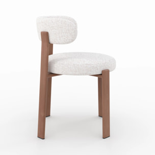 Lot de 2 chaises en tissu texturé blanc cassé, pieds en métal - Aura