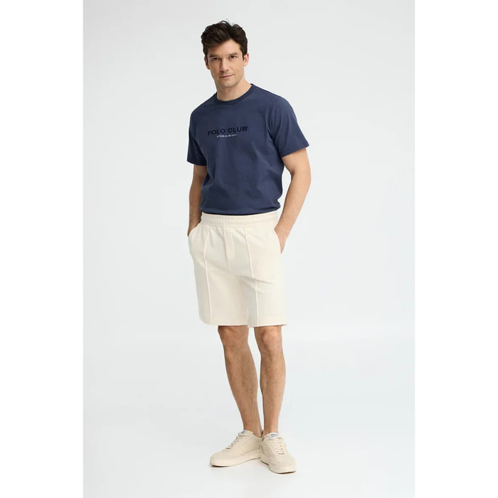 Bermuda jogger ecrù con logo Polo Club