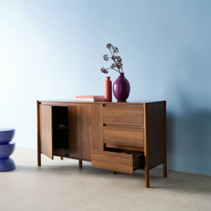 Buffet décor bois 2 portes 3 tiroirs 150cm HARMONY