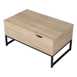 Table basse avec plateaux relevables noire et bois LOTTA