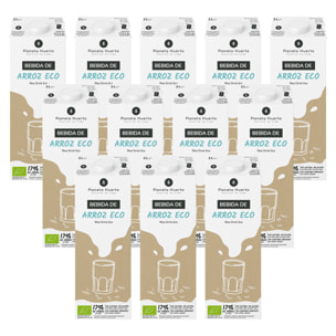 PLANETA HUERTO | Pack 12x Bebida de Arroz Ecológica 1L, 100% Vegetal, Sin Lactosa ni Azúcares Añadidos, Baja en Grasas, Fuente de Energía Natural - Bebida de Arroz Apta para Veganos y Dietas Saludables, Ideal para Batidos, Cereales y Recetas